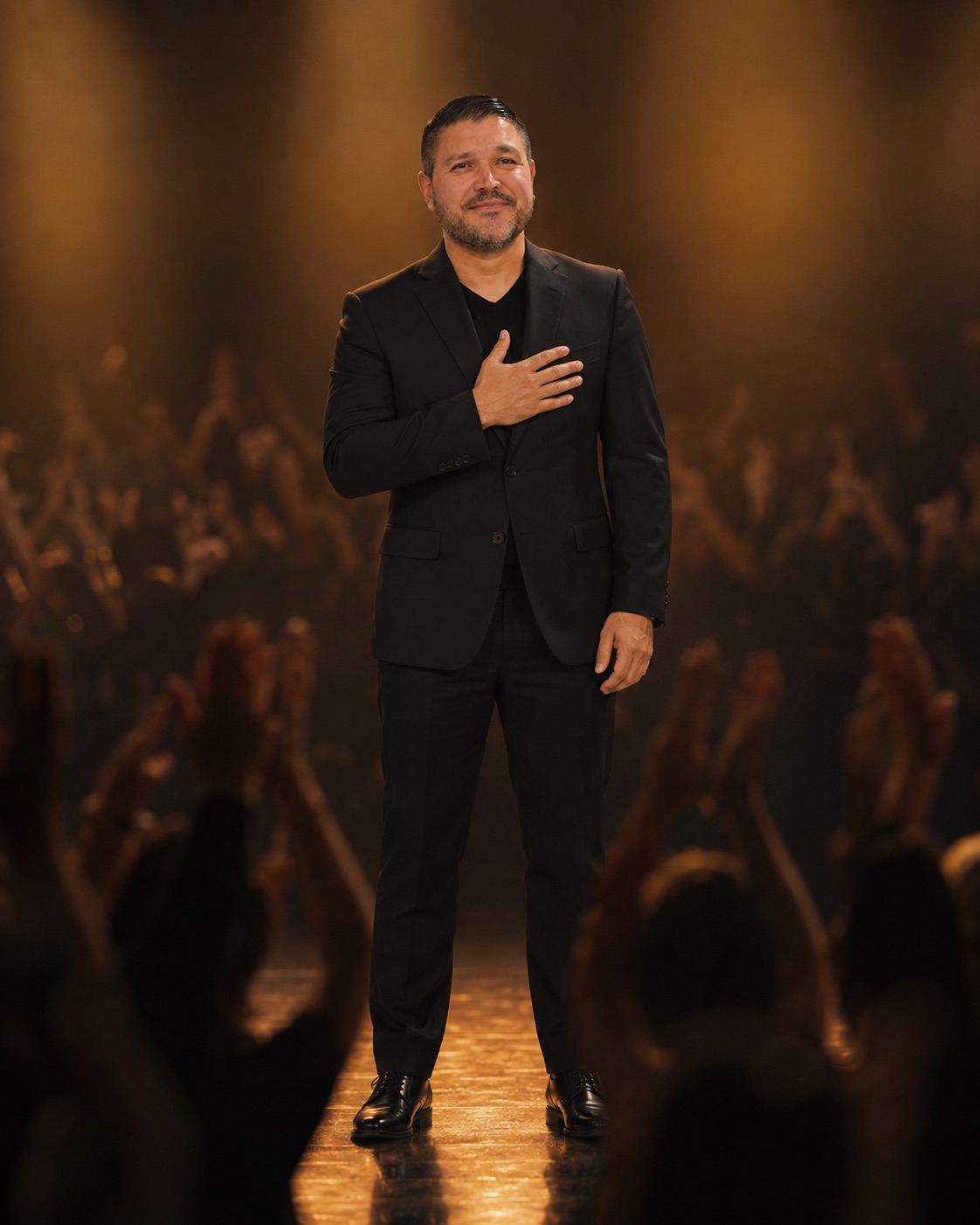 Carlos Siqueira standing on stage before an audience